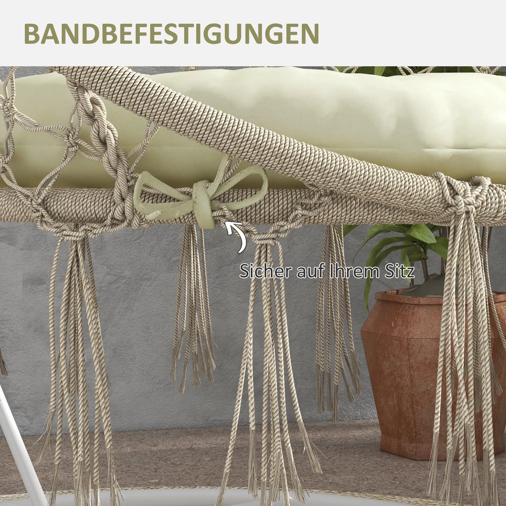 Outsunny Poduszka siedziska, poduszka siedziska, poduszka na krzesło, z guzikami, 80 cm x 80 cm x 10 cm, kremowy