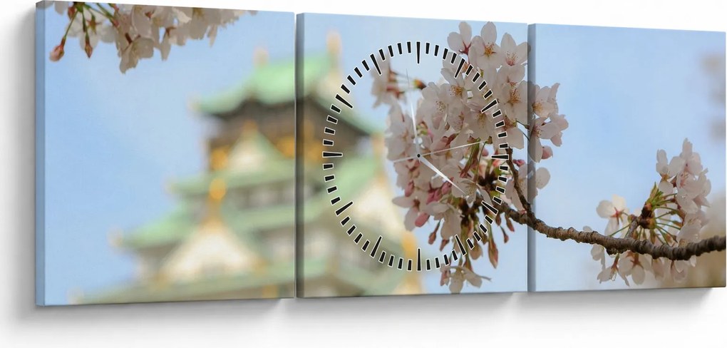 Obraz - Sakura (z zegarem) (90x30 cm)