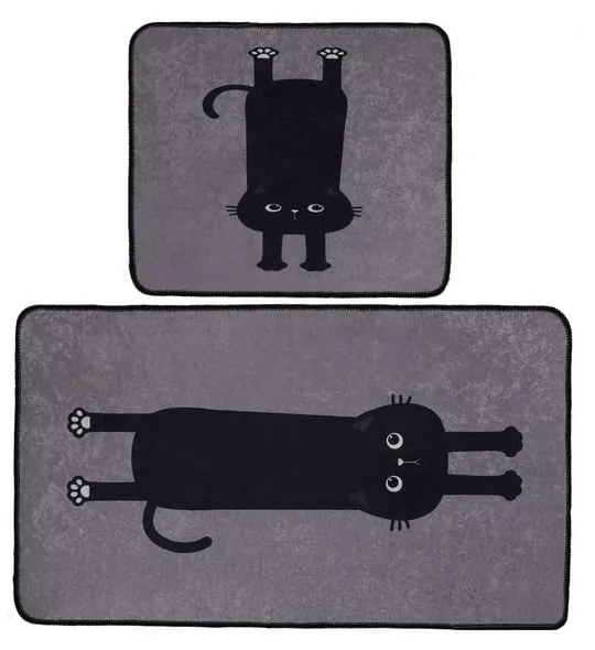 Czarno-szare dywaniki łazienkowe zestaw 2 szt. 60x100 cm Comfort – Foutastic