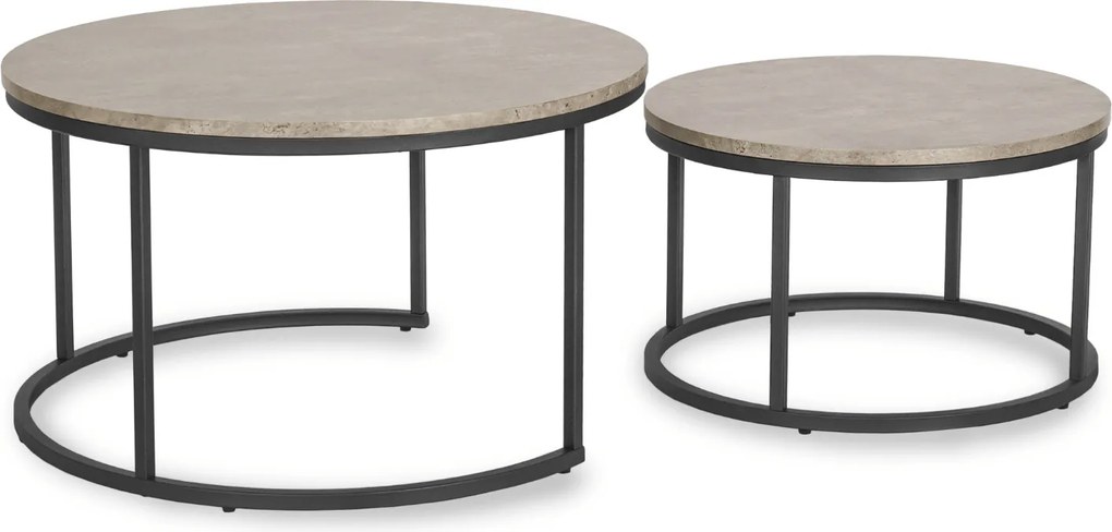 Zestaw Stolików Kawowych ROCKY MAX 60 cm/80 cm Szary Beton Nowoczesny Loft