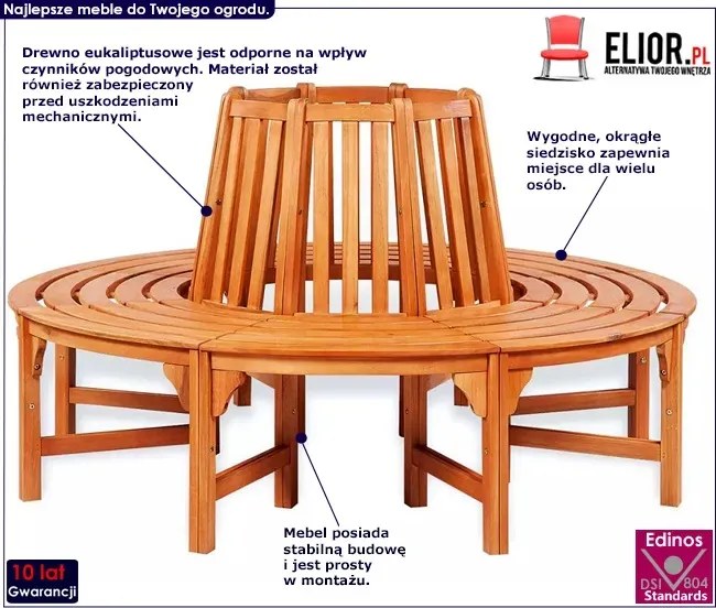 Ławka drewniana pod drzewo D1-F21