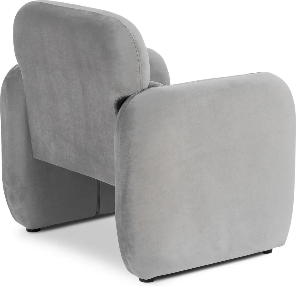 Szary welurowy fotel nowoczesny z podłokietnikami E2-D20