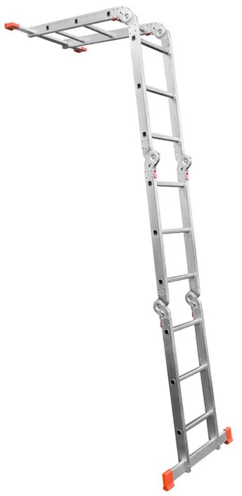 Aluminiowa uniwersalna drabina przegubowa, 4x3 szczeble, długość 3,565 m