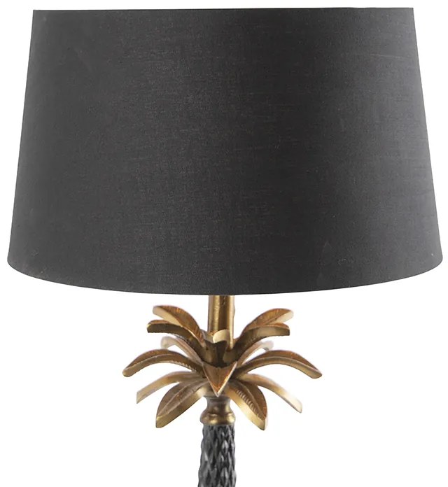 Lampa stołowa art deco brązowa z czarnym abażurem 35 cm - Areka ArtDeco Oswietlenie wewnetrzne