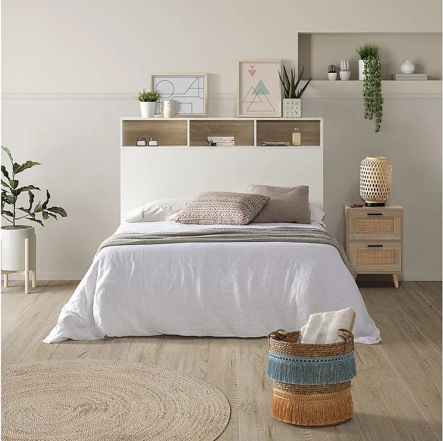 Kolumna głowicy łóżka Zeus 165 cm biała, 2 drzwi 9 otworów