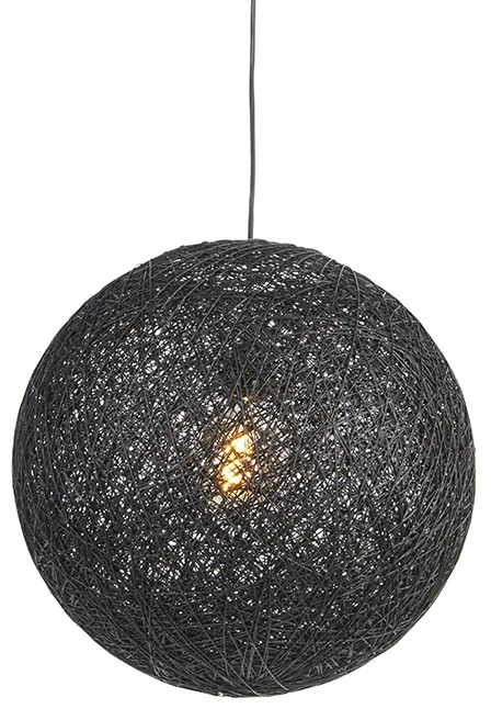 Rustykalna lampa wisząca czarna 45cm - Corda Nowoczesny Oswietlenie wewnetrzne