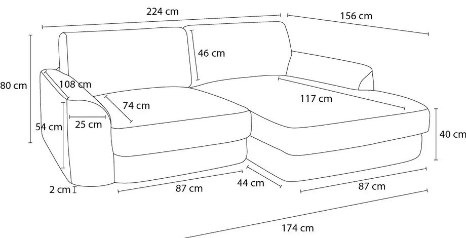 Biały narożnik z tkaniny szenilowej (prawostronny/z szezlongiem) Leonore – Bobochic Paris