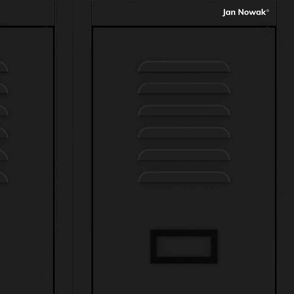 Szafka pracownicza metalowa dwukomorowa czarna: KACPER II, 600 x 1800 x 500 mm