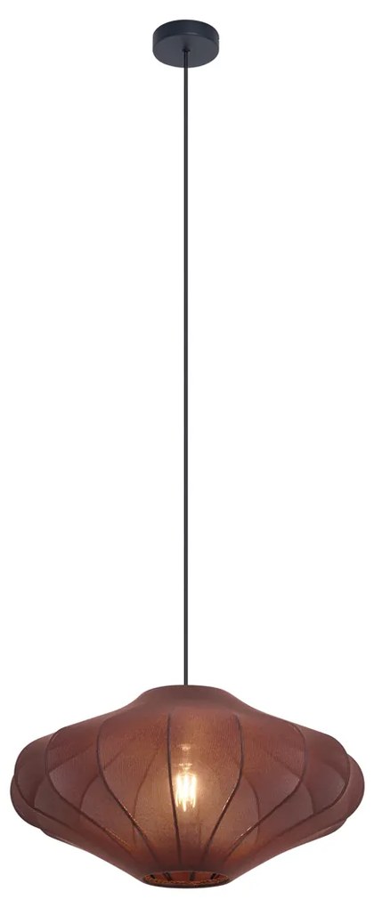 Lampa wisząca Japandi brązowa z materiałowym abażurem 50 cm - PluDesignerski Oswietlenie wewnetrzne