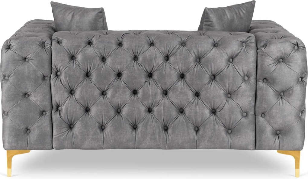 Sofa SORRENTO 2S Dwuosobowa Szara Welurowa Nowoczesna Glamour