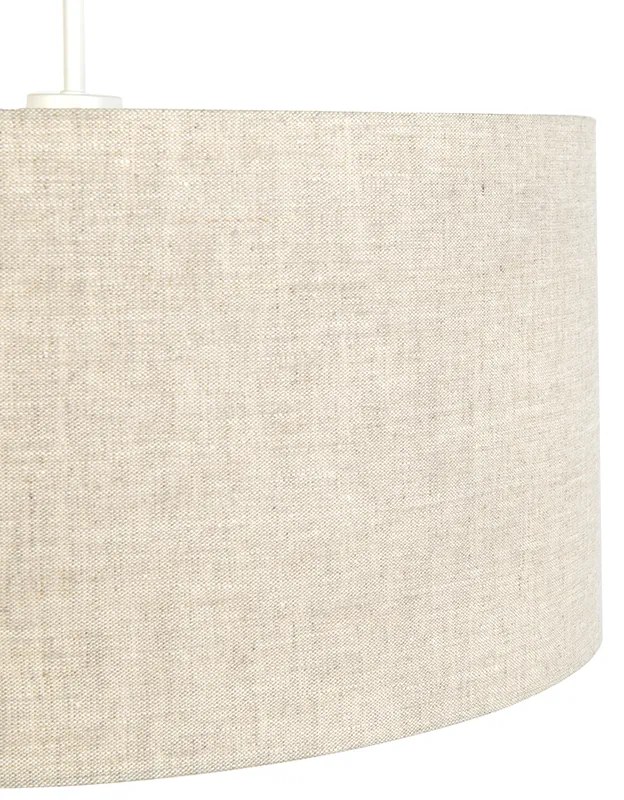 Rustykalna lampa wisząca biała zkloszem zszarego bawełnianego materiału 50 cm - Combi Rustykalny / Vintage Oswietlenie wewnetrzne