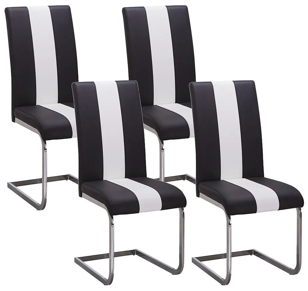 Komplet 4 krzeseł z ekoskóry TRINITY marki Pascal Morabito - Ekoskóra - Czarny i Biały