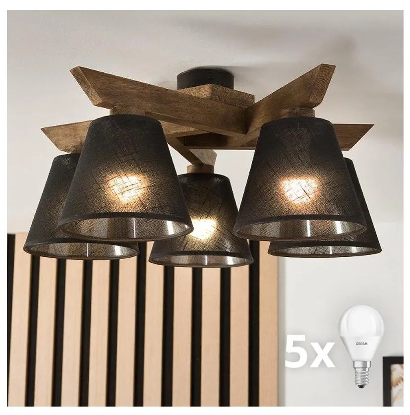 Brilagi - LED lampa ANTHONY 5xE14/40W/230V dąb orzech/czarny