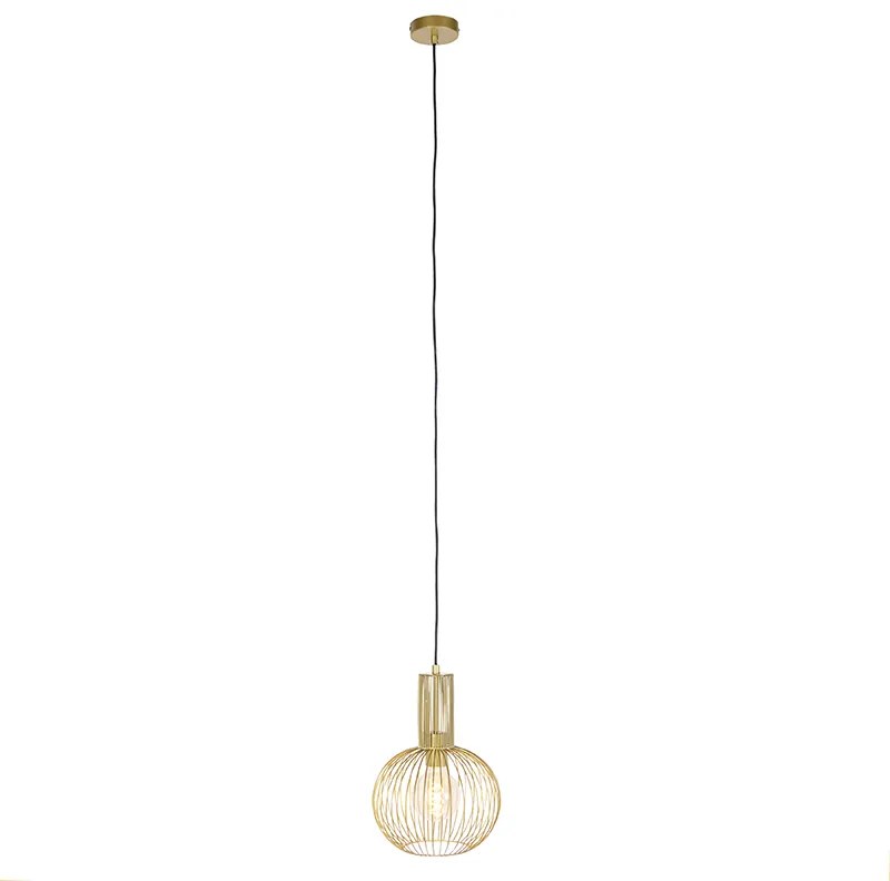 Designerska lampa wisząca złota - Wire WhiskDesignerski Oswietlenie wewnetrzne