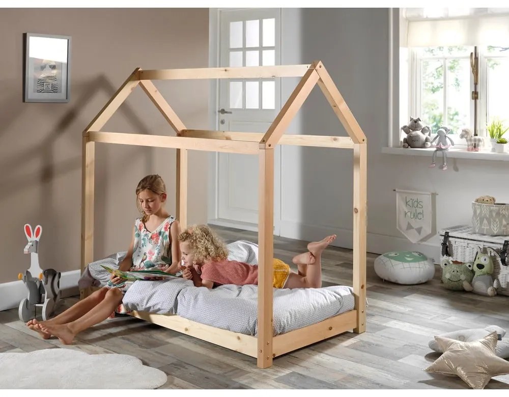 Łóżko dziecięce w kształcie domku Vipack Cabane, 70 x 140 cm