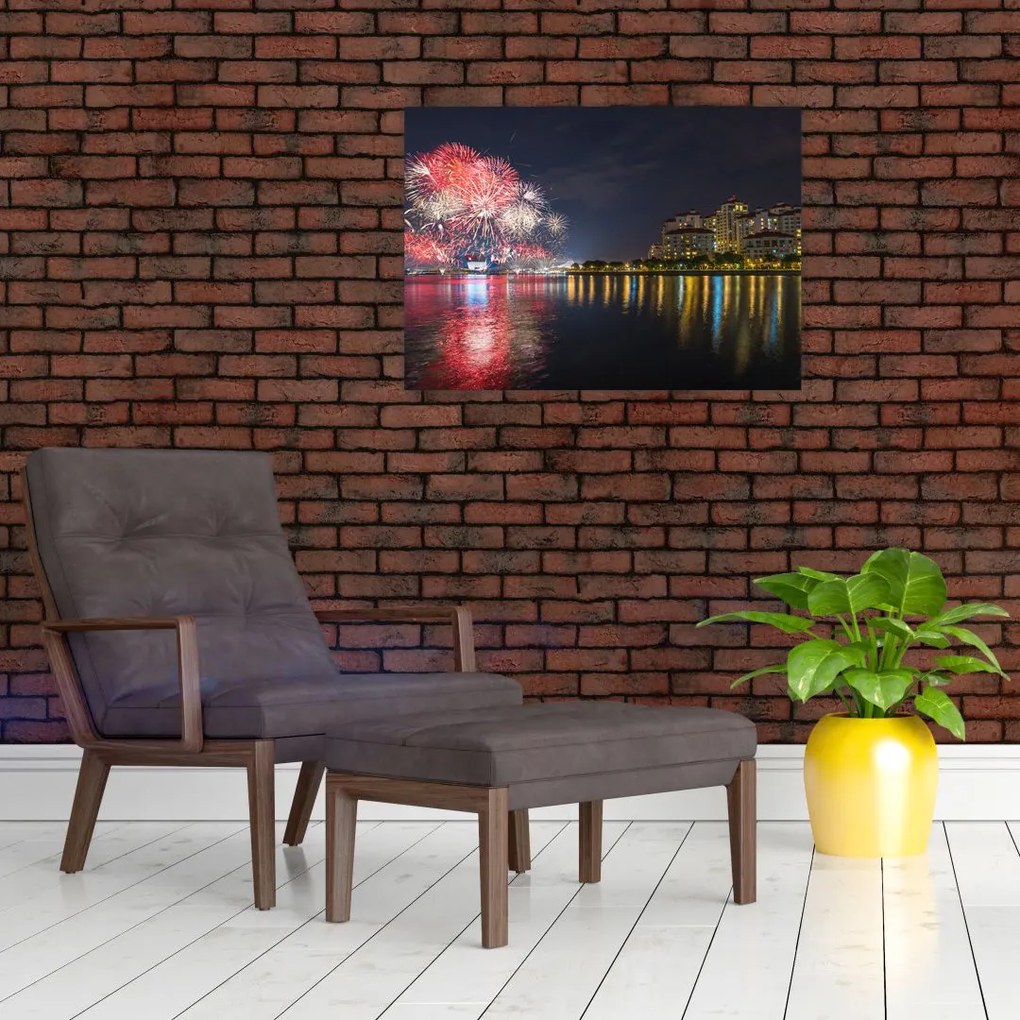 Obraz fajerwerków w Singapurze (70x50 cm)