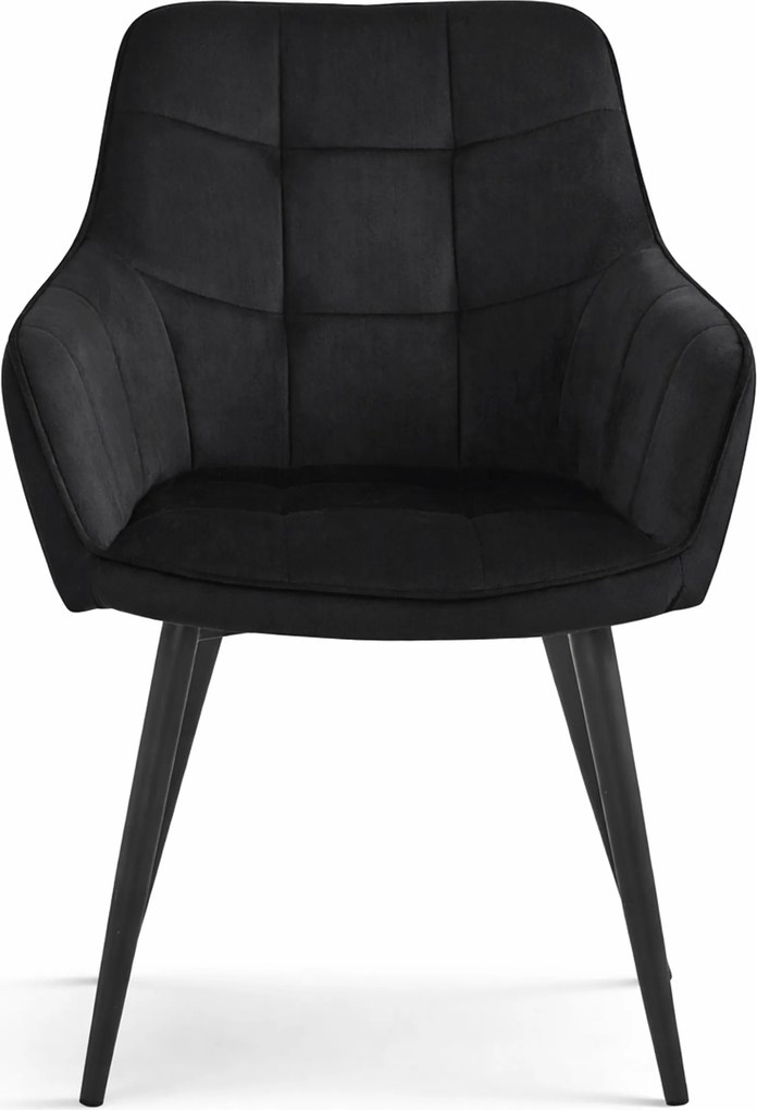 Krzesło jadalniane VARSI VELVET z czarnymi nogami, czarne