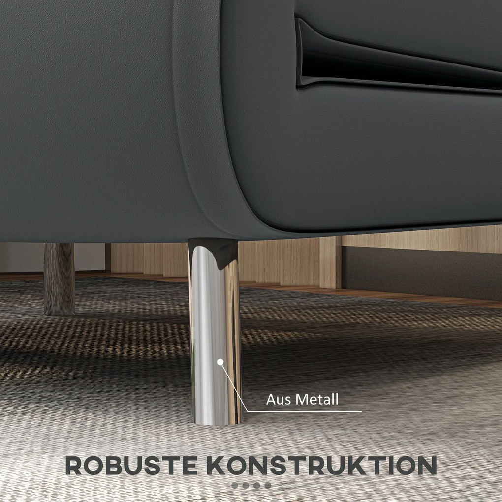 HOMCOM Fotel z funkcją spania, Składany fotel sypialny, Pikowanie, Wygląd lnu, 77 cm x 88 cm x 83 cm, Ciemnoszary