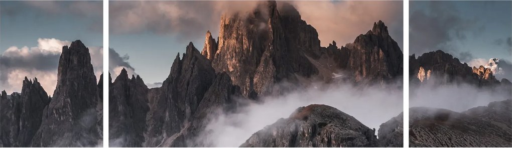 Obraz - Włoskie Dolomity ukryte we mgle (170x50 cm)
