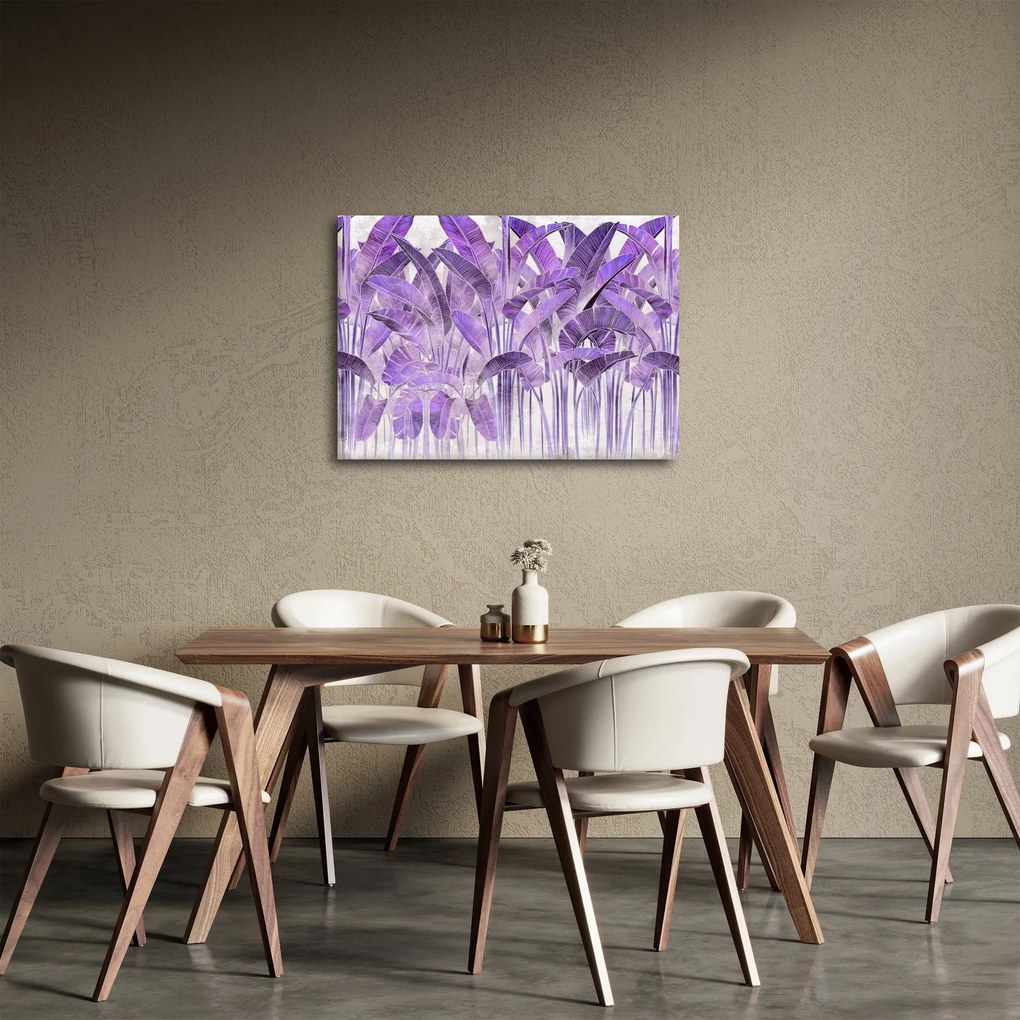 Obraz - Fioletowe liście w gipsie (70x50 cm)