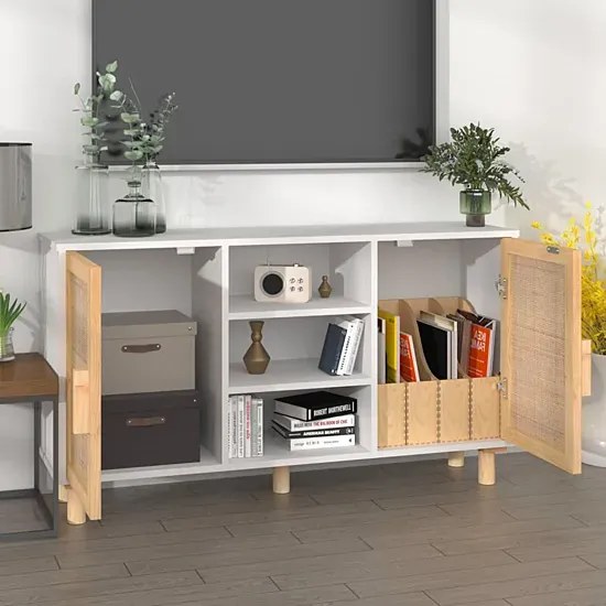 Biała komoda w stylu boho na nóżkach N0-H43
