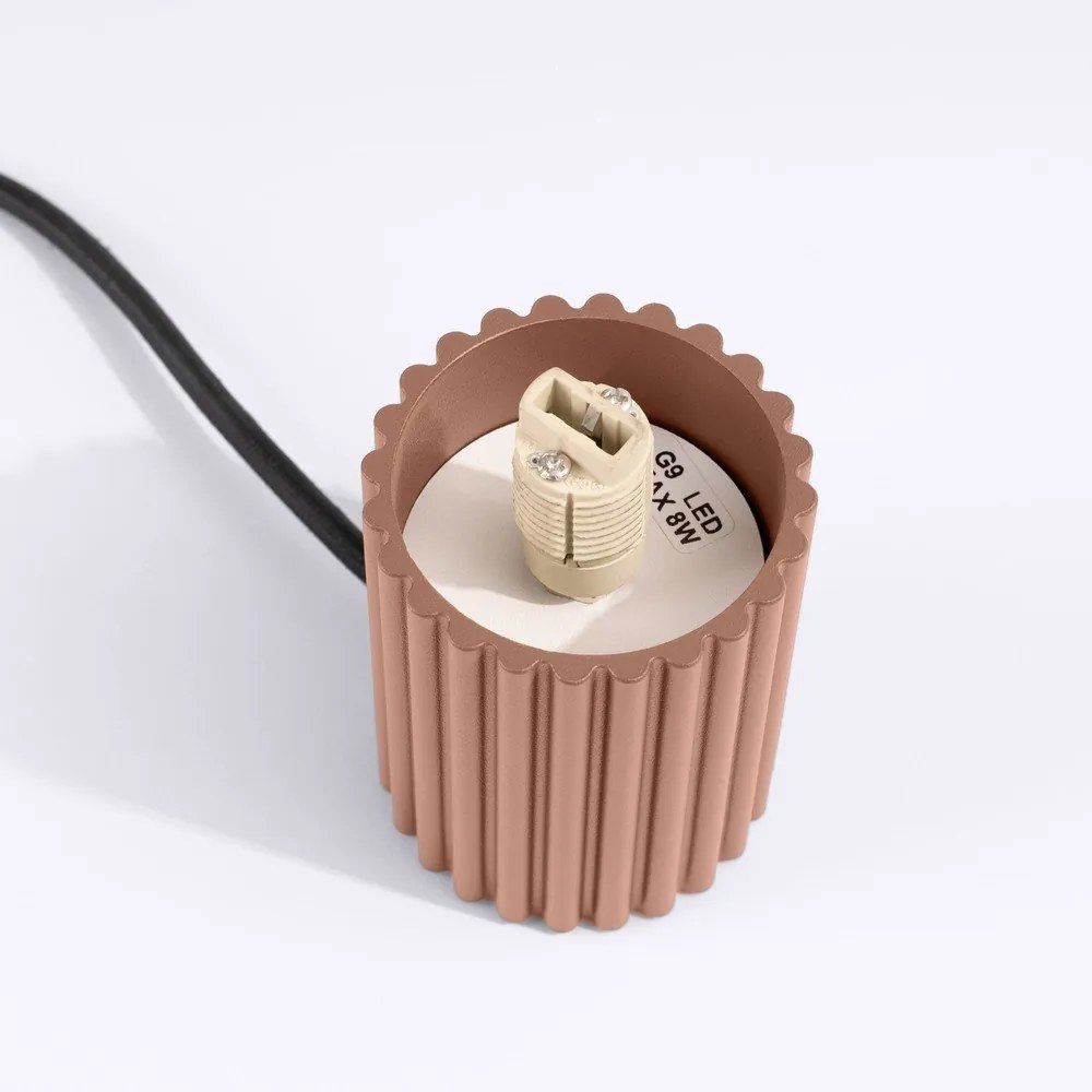 Jasnobrązowa lampa stołowa ze szklanym kloszem (wysokość 19 cm) Orbital – Sollux