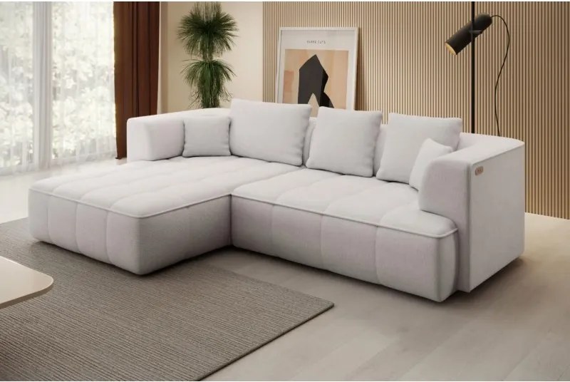 Narożnik ALBIO S Lewostronny z elektryczną regulacją siedziska, funkcja spania, wolnostojący w tkaninie EDEN 02 WERSAL