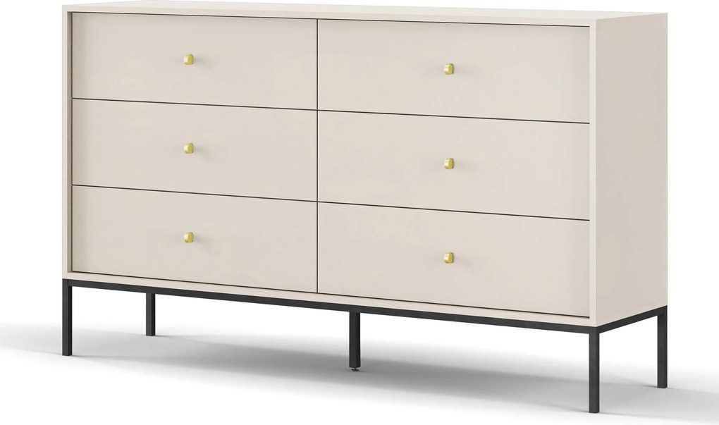 Komoda MONDO 154 cm do Salonu Sypialni 6 Szuflad Odcienie beżu