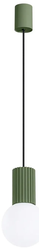 Lampa wisząca HALO 1 zielona oliwka ryflowana SOLLUX LIGHTING