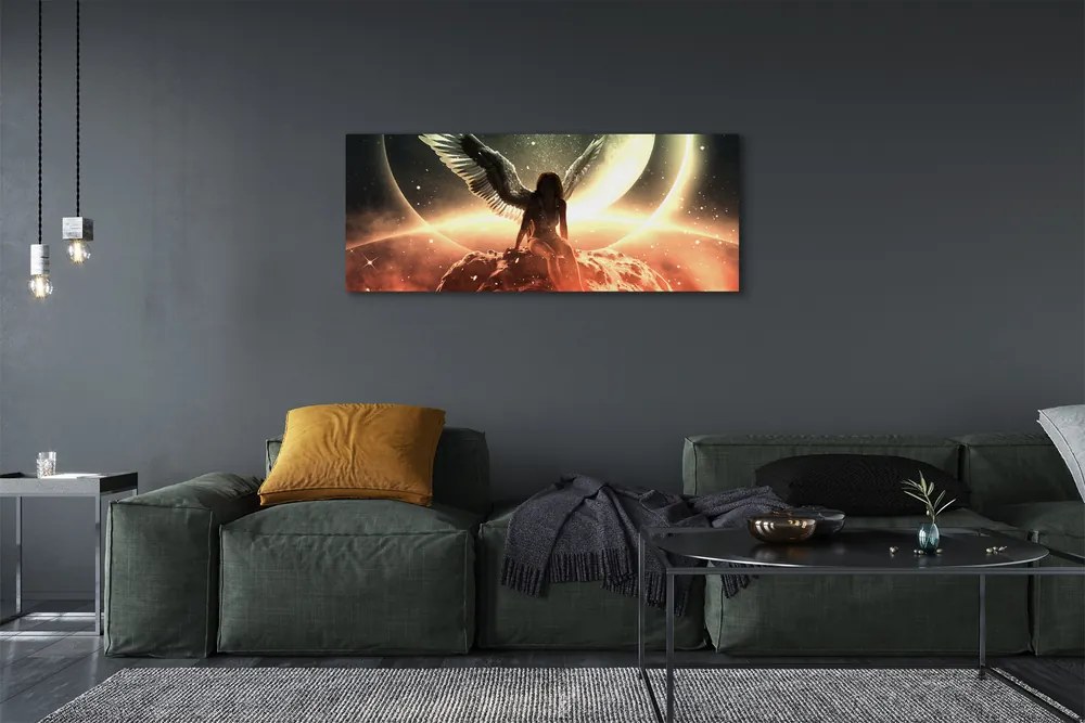 Duży obraz na płótnie Kobieta ze Skrzydłami na Księżycu