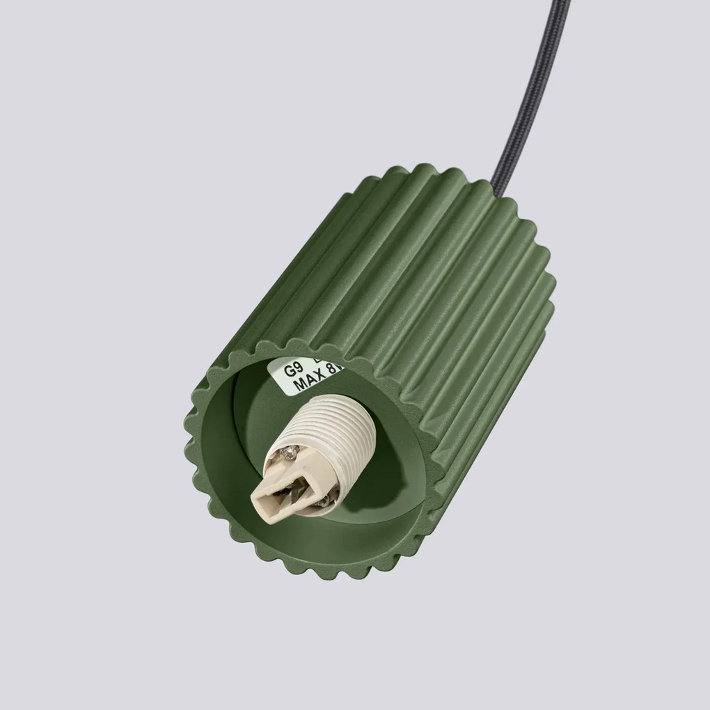 Lampa wisząca HALO 3P zielona oliwka ryflowana SOLLUX  LIGHTING
