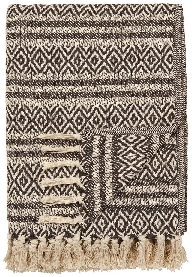 Brązowy koc z bawełny z recyklingu 130x180 cm Adana – House Nordic