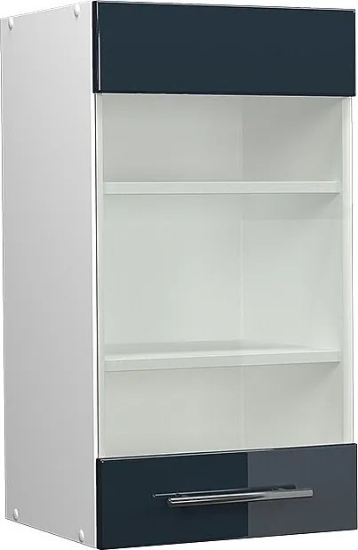 Szklana szafka kuchenna ciemnoniebieski wysoki połysk 40x34.1x72 fame-line
