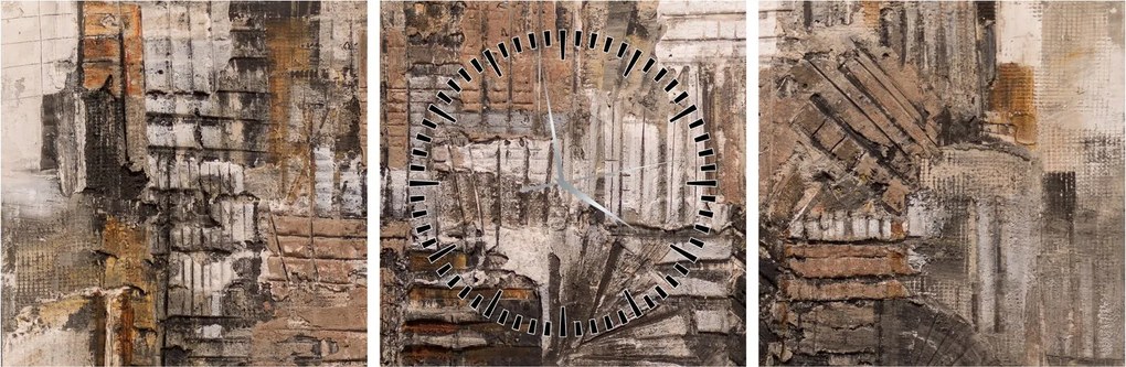 Obraz - Abstrakcja w odcieniach brązu (z zegarem) (90x30 cm)