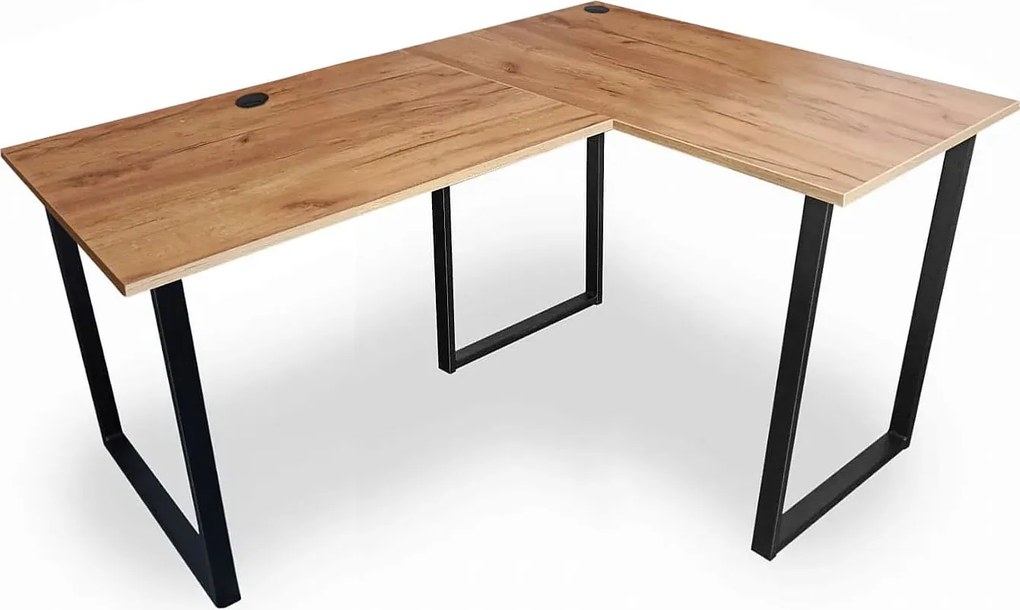 Narożne biurko na metalowych nogach 150x90x60 dąb craft złoty P8-F93