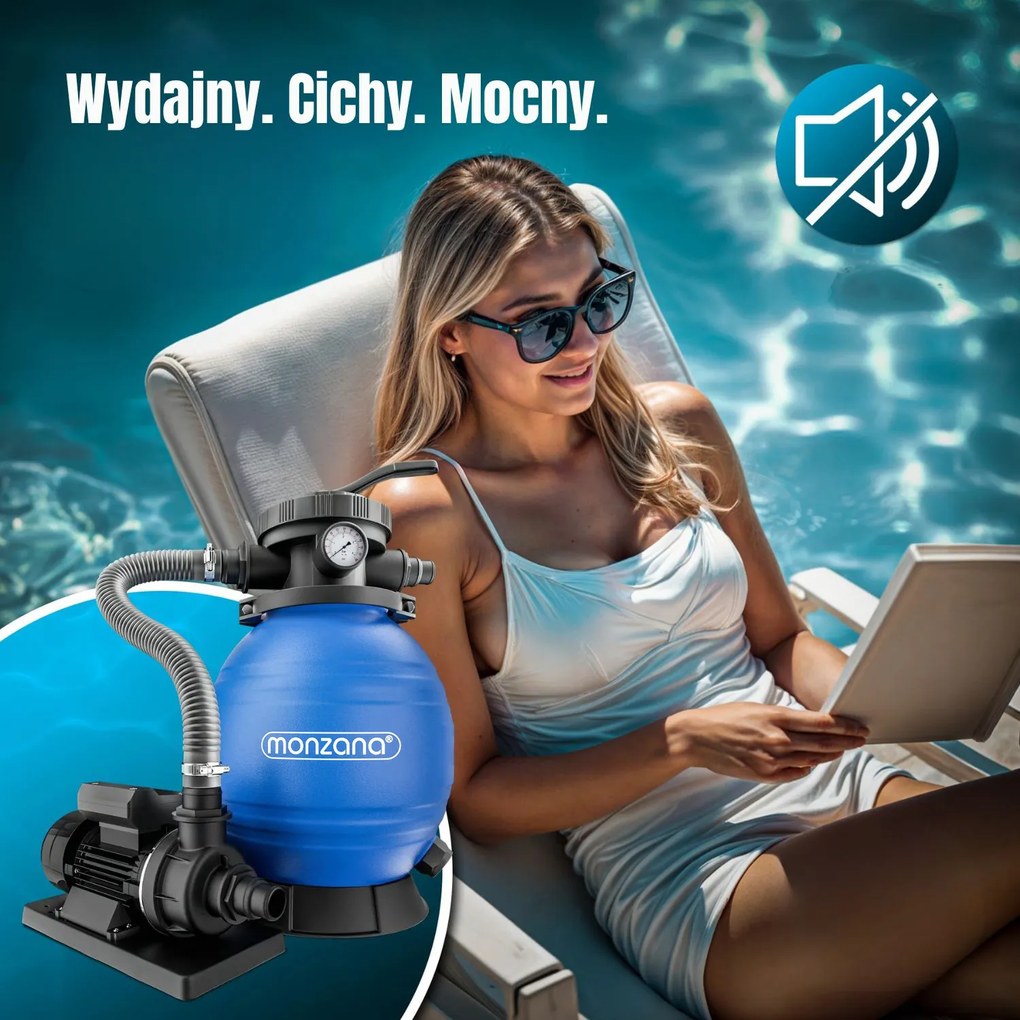 Filtr piaskowy do basenu AQUA 9 600 l/h, niebieska Monzana