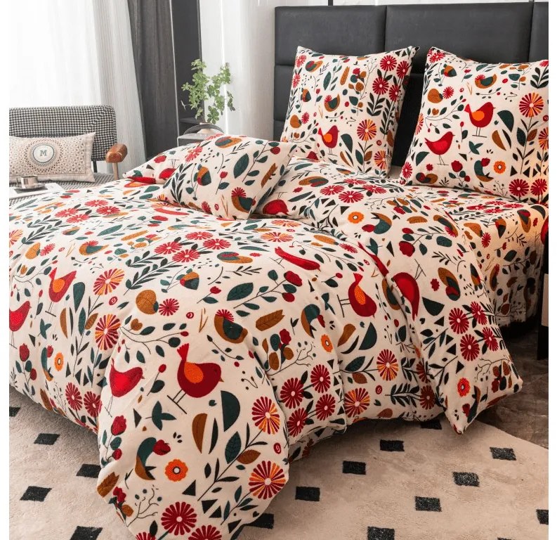 PrzytulneMieszkanie.pl PrzytulneMieszkanie.pl Pościel z mikropluszu RETRO BIRD kolorowa Rozmiar pościeli: 2 szt 70 x 90 cm | 200 x 220 cm