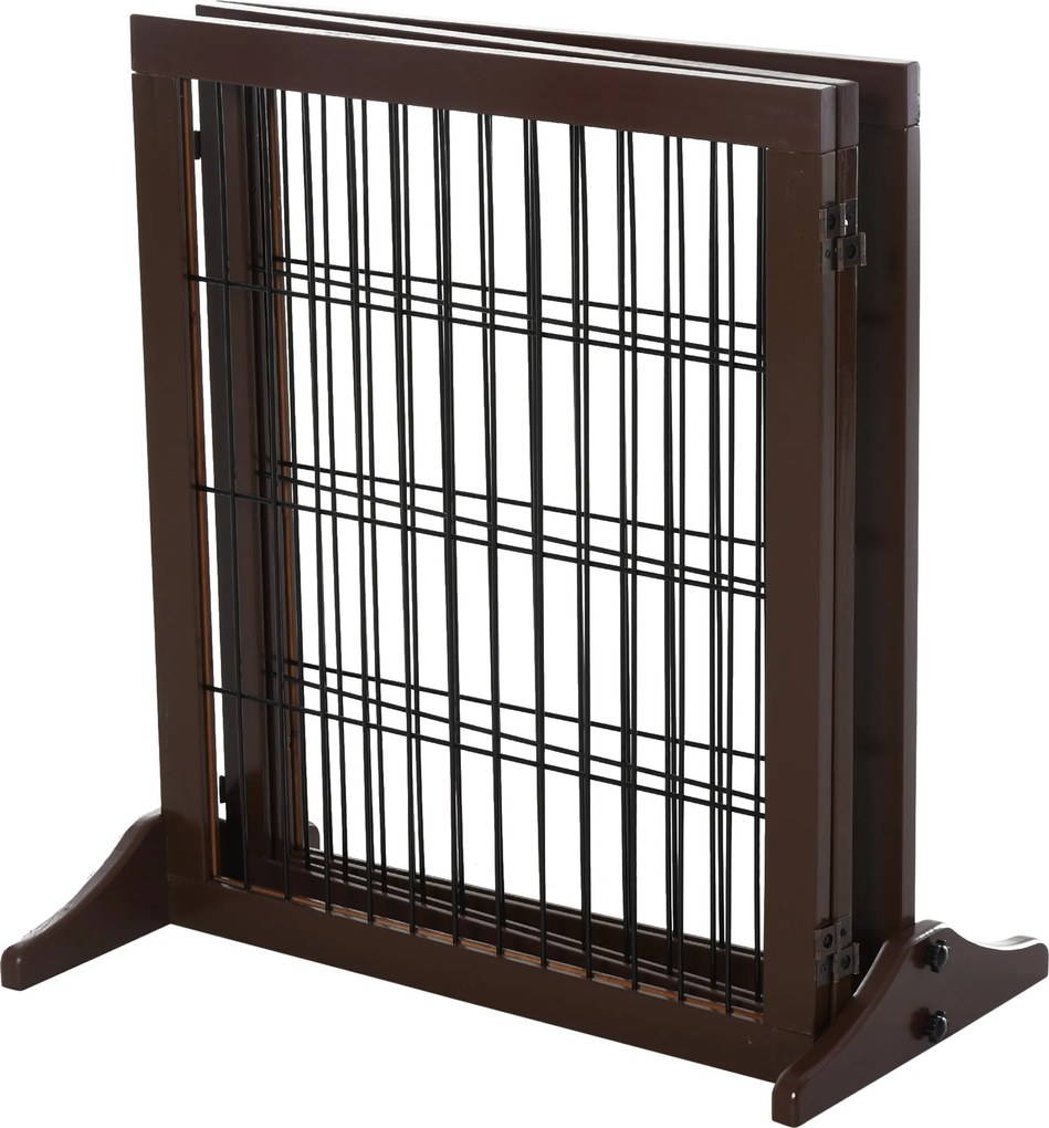 PawHut Barierka Ochronna dla Zwierząt Domowych Drewniana Bramka dla Psów Sosnowa Brązowa | Aosom PL