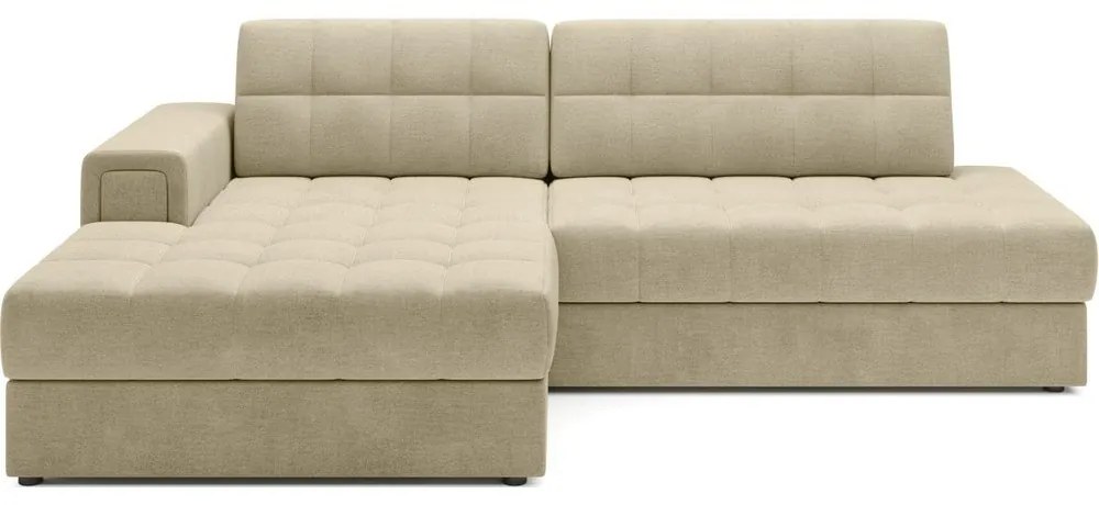 Jasnobrązowy aksamitny rozkładany narożnik (lewostronny/z szezlongiem) Blezalt – ELTAP