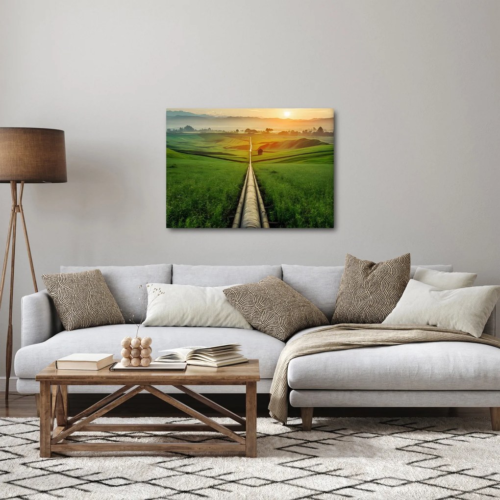 Obraz - Wschód słońca nad doliną (70x50 cm)
