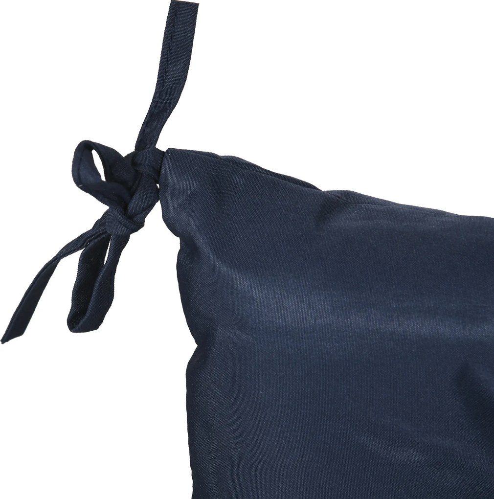 Outsunny Zestaw 2 poduszek, 98 x 50 cm, poduszki na krzesła z taśmami wiążącymi, pokrowiec materiałowy, 8 cm grubości, ciemnoniebieskie | Aosom PL