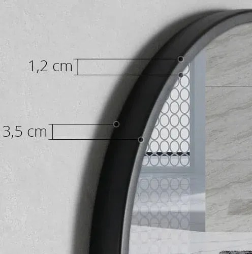 Czarne okrągłe lustro 80 cm z półką do łazienki L0-P29