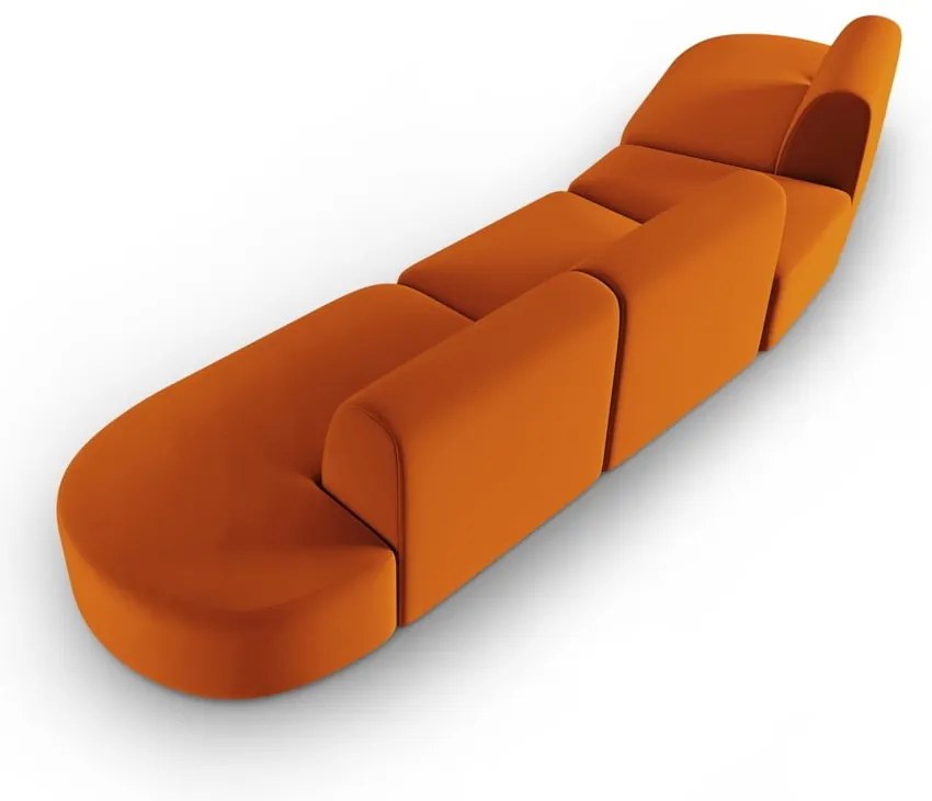 Aksamitna sofa lewostronna w kolorze terakoty 428 cm Paolo – Milo Casa