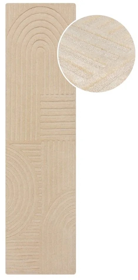 Beżowy wełniany dywan 60x230 cm Zen Garden - Flair Rugs