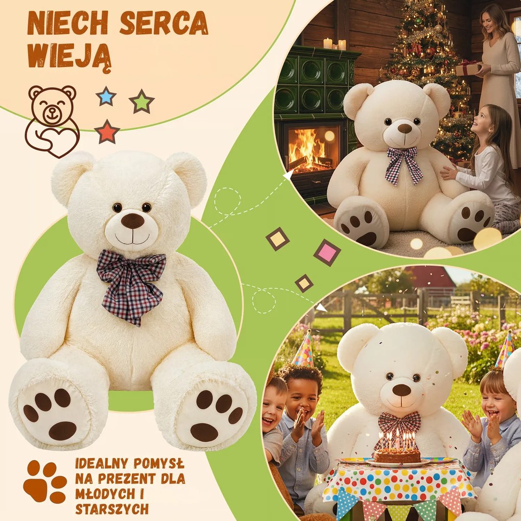 Duży pluszowy miś BENY, 100cm, kremowa Monzana