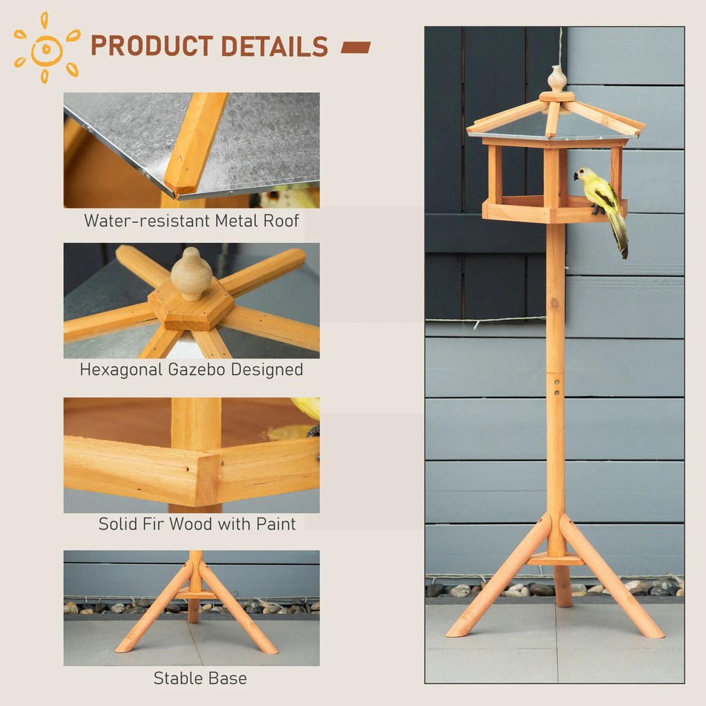 PawHut Bird House Villa Feeder karmnik dla ptaków z cynkowym dachem i stojakiem 113x40x40cm | Aosom PL