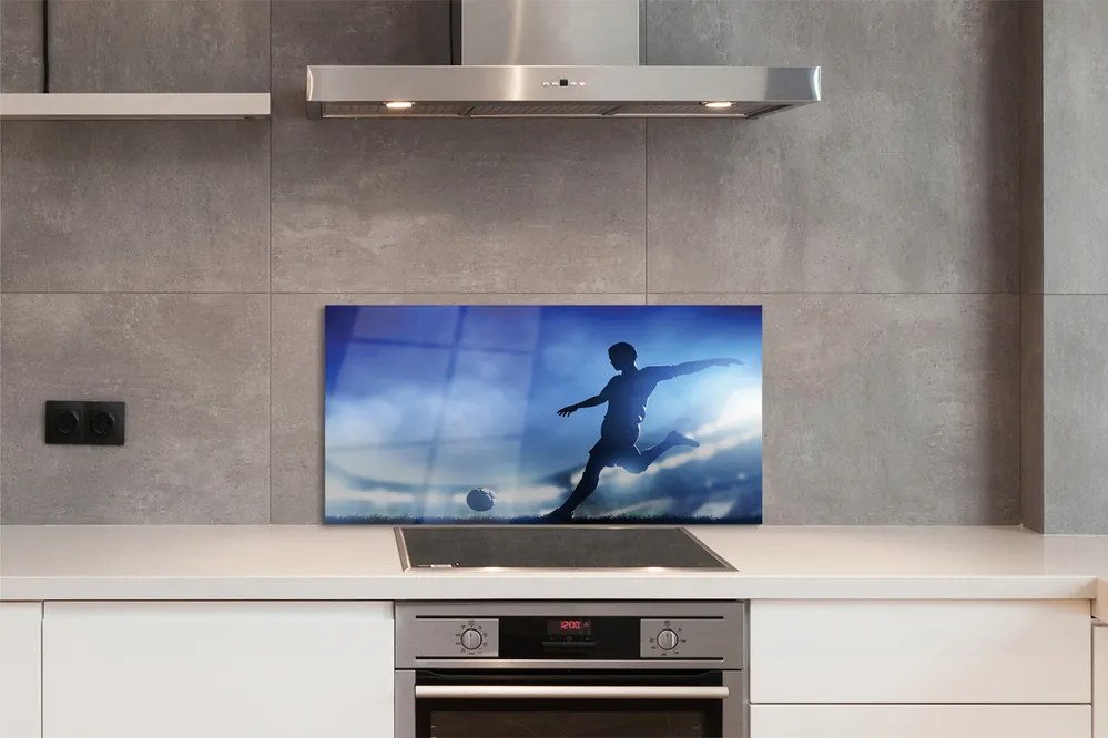 Szklany Panel Piłkarz w Blasku Neonów