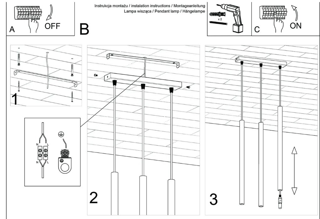 Lampa wisząca PASTELO 3 ochra czerwona SOLLUX LIGHTING