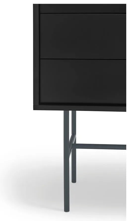 Czarno-antracytowa wysoka komoda z drzwiami przesuwnymi 120x140 cm Nube – Teulat