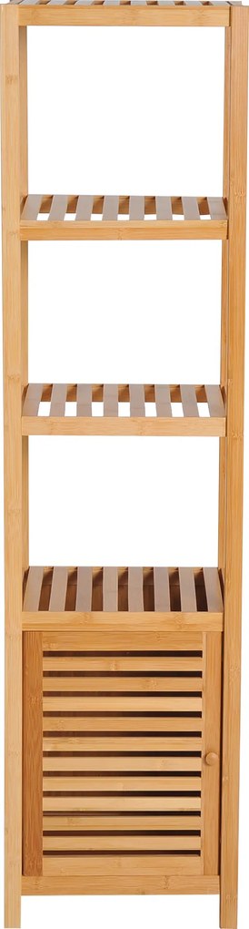 HOMCOM Szafka łazienkowa wolnostojąca z żaluzjami 3 półki Wąska i wysoka Przechowywanie łazienkowe 36x33x140cm | Aosom PL